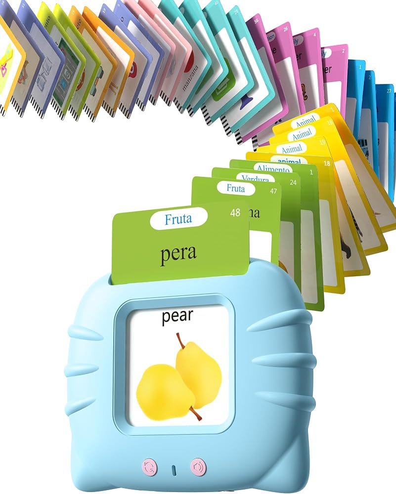 Airbition Bilingual Talking Flash Cards, 510 Words Spanish and English Blue | For Toddle…