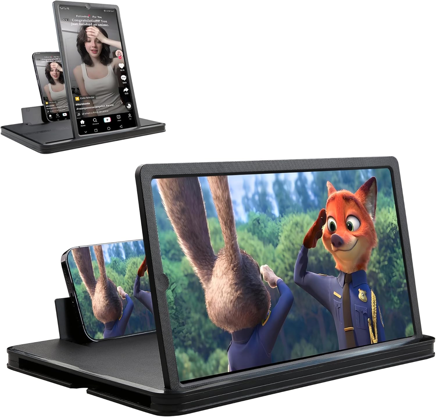 KUVPIUS 14" Screen Magnifier for Cell Phone, 3D Foldable Phone Stand Screen Enlarger